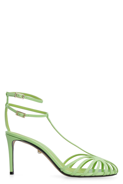 Shop Alevì Anna Patent Leather Sandals In Green