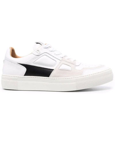 Shop Ami Alexandre Mattiussi White Calf Leather Sneakers In Bianco+nero