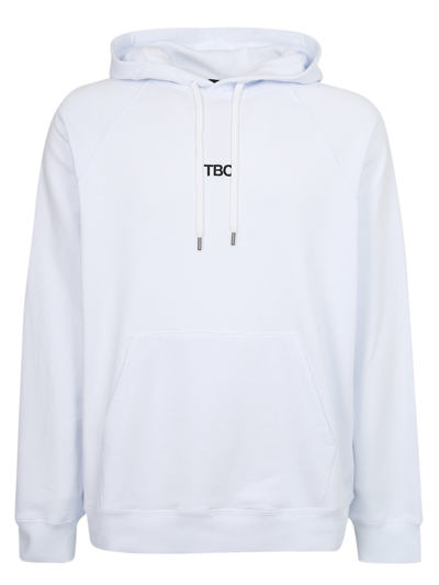 Shop 14 Bros Logo Drawstring Hoodie In White