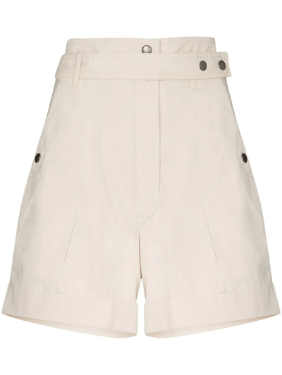 Shop Isabel Marant Étoile Ecru Cotton Roscoe Shorts In Beige