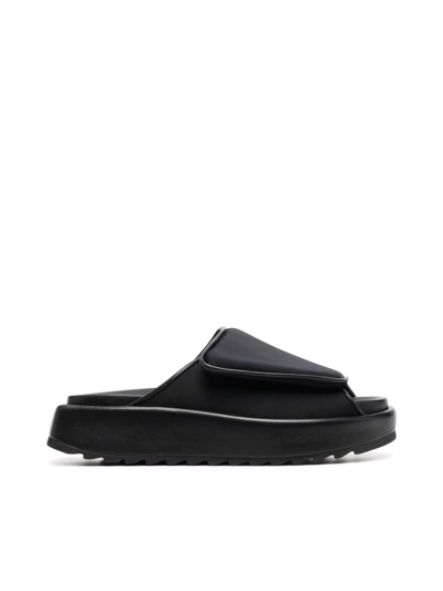 Shop Gia Borghini Upper: Stitched Puffy Velcro Strap In Scuba -heel: Chunky 40mm Rubber Sole In Black