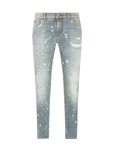 Shop Dolce & Gabbana Mid-rise Distressed Straight Leg Jeans In Variante Abbinata