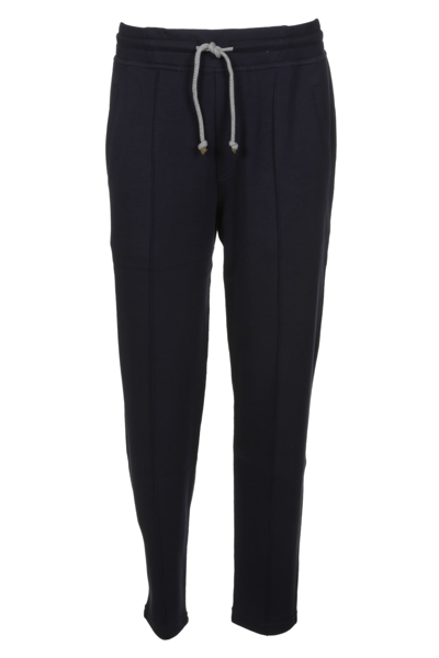 Brunello Cucinelli Drawstring Straight-leg Trousers In Blu