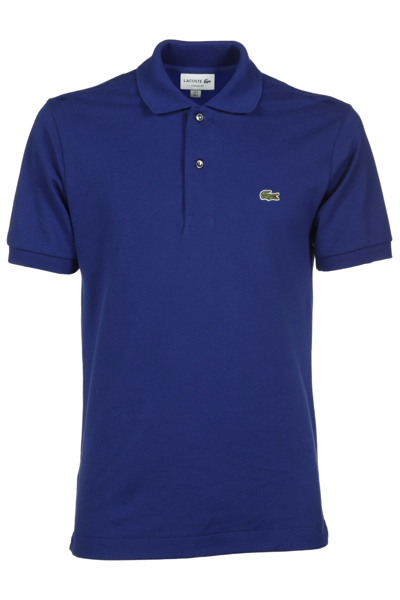 Shop Lacoste Logo Embroidered Polo Shirt In Blu Inchiostro