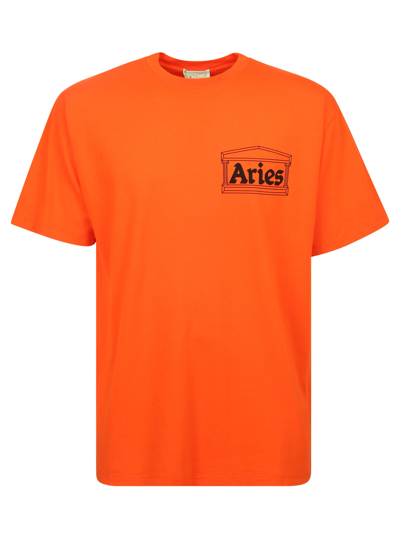 Shop Aries Logo-print T-shirt In Orange