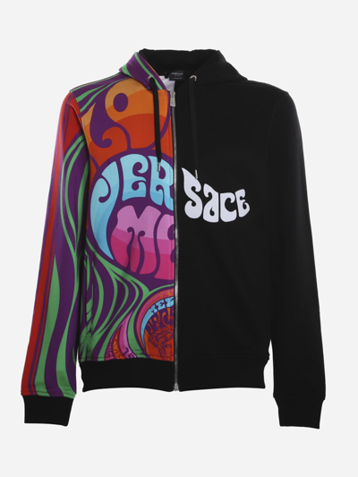 Shop Versace Medusa Music Cotton Sweatshirt In Black