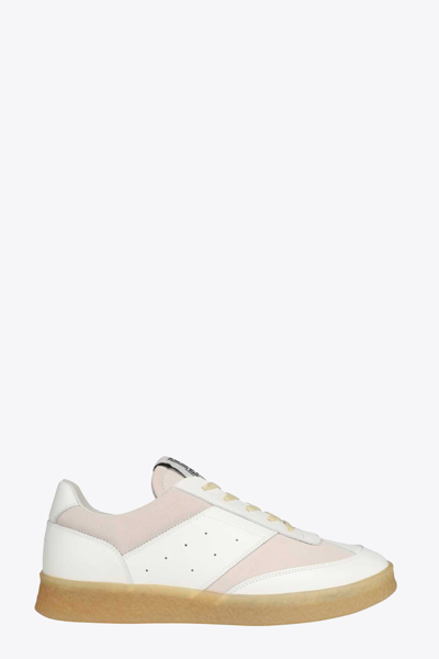 Shop Mm6 Maison Margiela Sneakers Mm6 White Leather Low Senaker In Bianco/beige