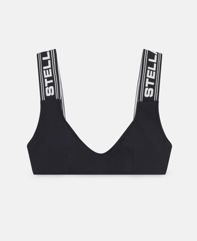 Shop Stella Mccartney Sporty Logo Padded Brassiere Bra In Black