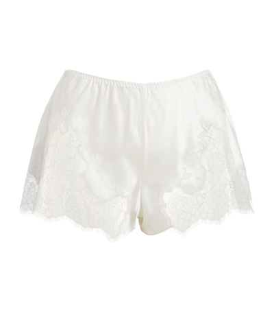 Shop Marjolaine Silk Lace-trim Baccarat Shorts In Ivory