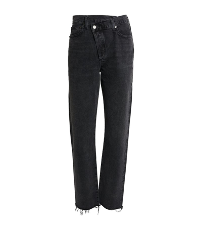 Shop Agolde High-rise Criss Cross Straight Jeans In Black