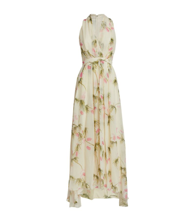 Shop Giambattista Valli Floral Halterneck Maxi Dress In Ivory