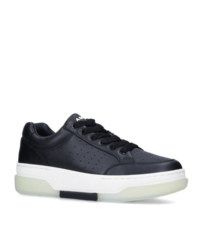 Shop Amiri Leather Stadium Sneakers In Black