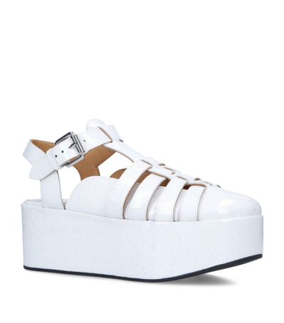 Shop Loewe Patent Leather Wedge Sandals 60 In White