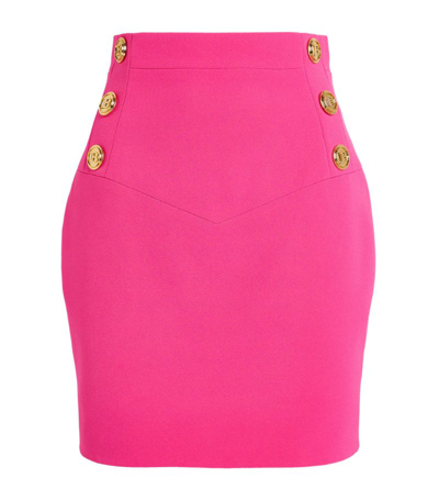 Shop Balmain Button-embellished Mini Skirt In Pink
