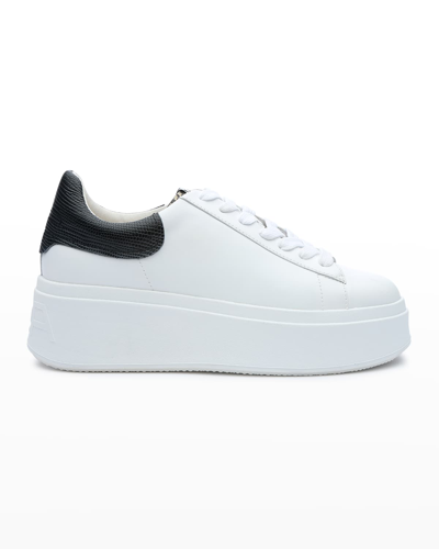 Shop Ash Moby Bicolor Leather Platform Sneakers In White/black
