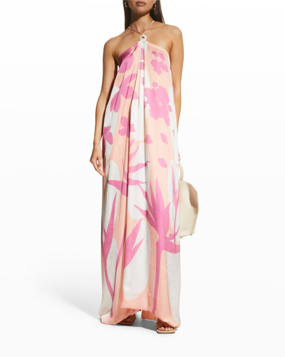 Shop Verandah Anj Halter Maxi Dress In Pink Awas Mono
