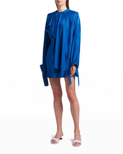 Shop Stella Mccartney Asymmetric Draped Mini Dress In 4205sailor Blue