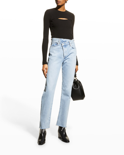 Shop Agolde Criss-cross Straight Jeans In Dimension Ligh