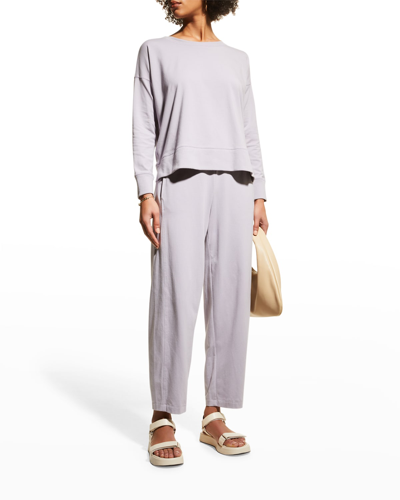 Shop Eileen Fisher Straight-leg Jersey-knit Cropped Pant In Misty Lilac