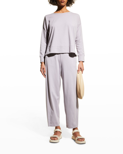 Shop Eileen Fisher Long-sleeve High-low Jersey Top In Misty Lilac