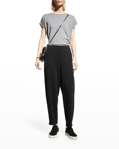 Shop Eileen Fisher Straight-leg Jersey-knit Cropped Pant In Black