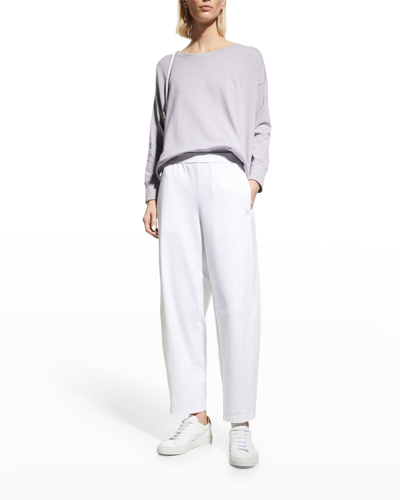 Shop Eileen Fisher Straight-leg Jersey-knit Cropped Pant In White