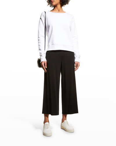 Shop Eileen Fisher Cropped Wide-leg Jersey-knit Pant In Black