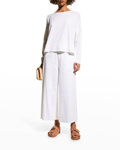 Shop Eileen Fisher Long-sleeve High-low Jersey Top In White
