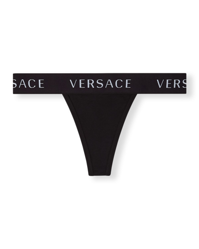 Shop Versace Logo Band Thong In Fuxia