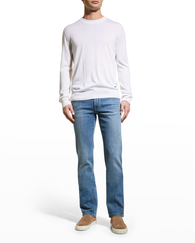 Shop Brioni Men's Cashmere-silk Crewneck Sweater In White Mult