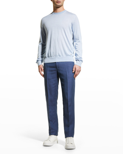 Shop Brioni Men's Cashmere-silk Crewneck Sweater In Pearl Grey