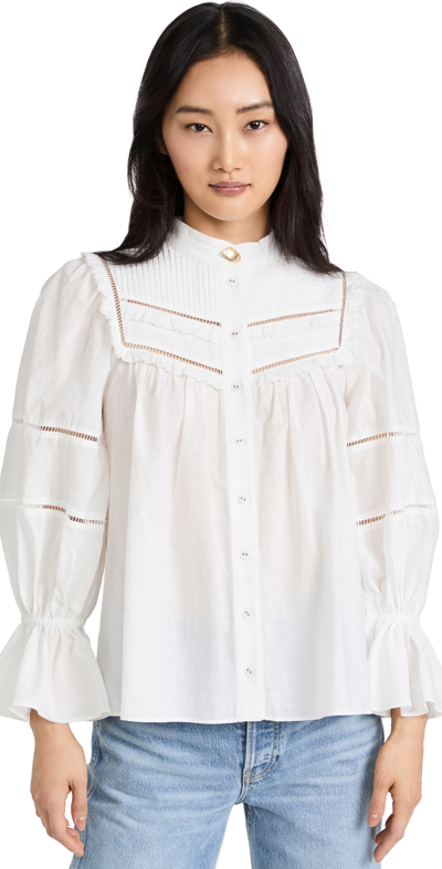 Shop Aje Recurrence Frill Button Up Blouse Ivory