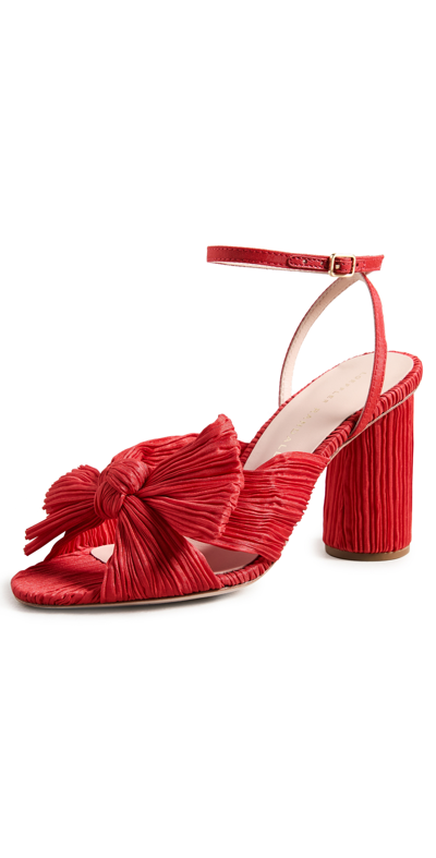 Shop Loeffler Randall Camellia Pleated Bow Sandals In Red