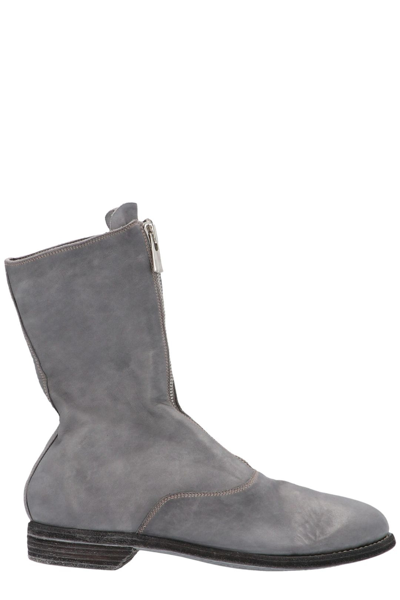 Shop Guidi 310 Front Zipped Ankle Boots In Grey