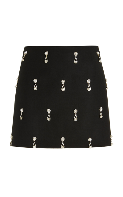 Shop Oscar De La Renta Women's Pearl-embroidered Mini Skirt In Black