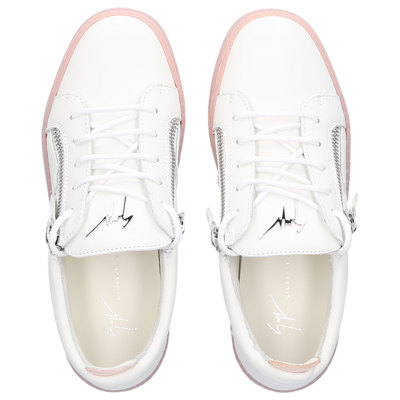 Shop Giuseppe Zanotti Low-top Sneakers Frankie Calfskin In White