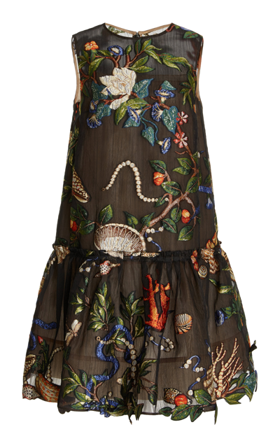Shop Oscar De La Renta Women's Pietre Dure Fil Coupé Peplum Mini Dress In Multi