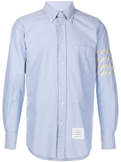 Shop Thom Browne 4-bar Oxford Shirt In Blue