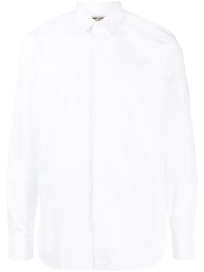 Shop Saint Laurent Long-sleeve Cotton Shirt In White