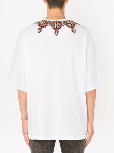 Dolce & Gabbana Rhinestone-embellished Logo-patch T-shirt In White