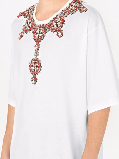 Dolce & Gabbana Rhinestone-embellished Logo-patch T-shirt In White