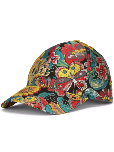 Shop Dolce & Gabbana Patterned Jacquard Baseball Cap In Black
