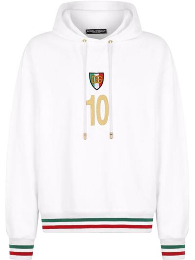 Shop Dolce & Gabbana Italia Cotton Hoodie In White