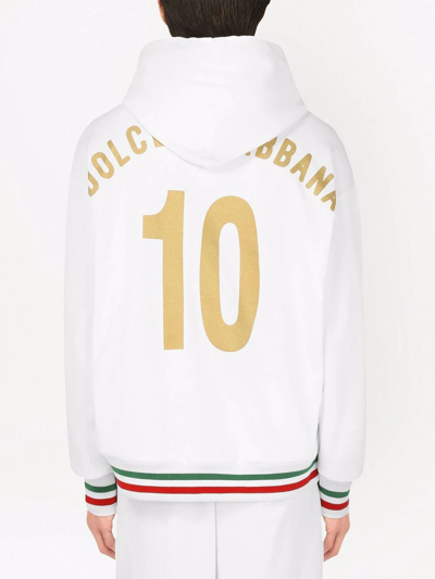 Shop Dolce & Gabbana Italia Cotton Hoodie In White