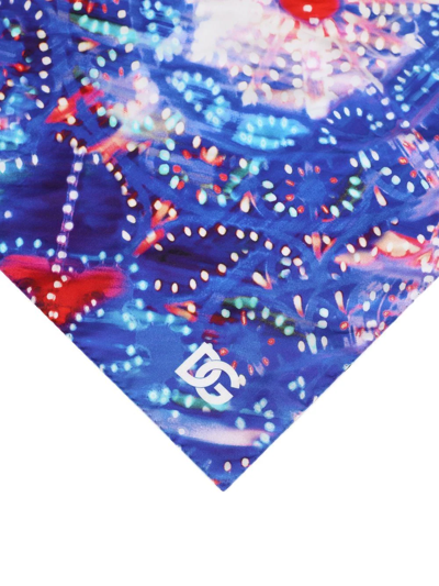 Shop Dolce & Gabbana Luminaire-print Silk Scarf In Blue