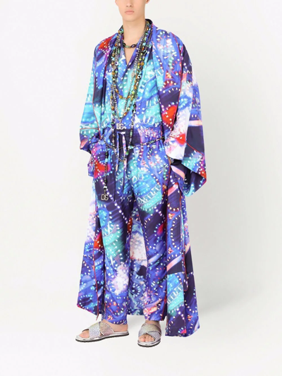 Dolce & Gabbana Luminaire-print Silk Pajama Trousers In Blue