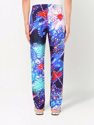 Shop Dolce & Gabbana Luminaire-print Silk Pajama Trousers In Blue