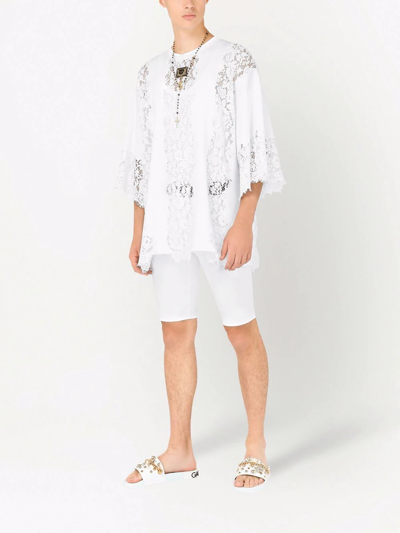 Shop Dolce & Gabbana Lace-detail Short-sleeve T-shirt In White