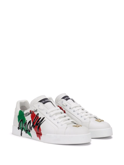 Shop Dolce & Gabbana Made In Italy Print Sneakers In White
