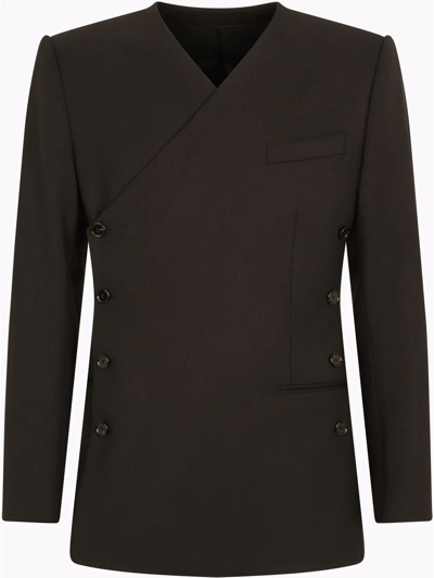 Shop Dolce & Gabbana Wrap-style Side Button Blazer In Black